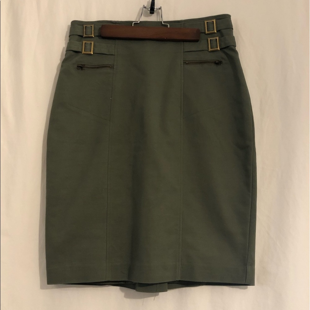 Worthington High-Waisted Olive Pencil Skirt, Size 8